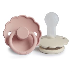 FRIGG Daisy - Round Silicone 2-Pack Pacifiers - Blush/Cream - Size 2